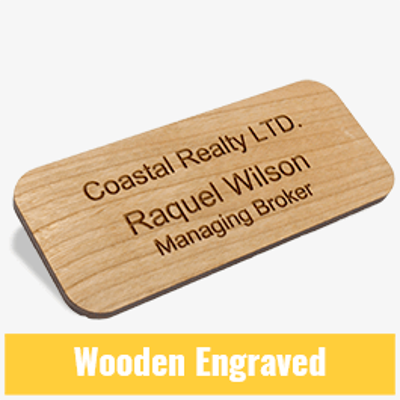 Wooden Engraved Name Tags 