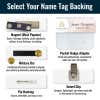 Infographic for selecting your name tag backing
