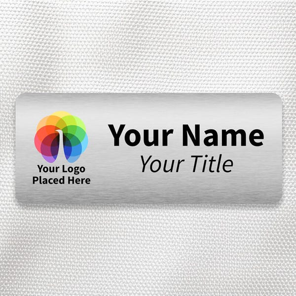 Custom Brushed Silver Name Tag - 1.5 x 3.5