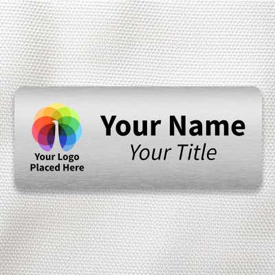 Custom Brushed Silver Name Tag - 1.5 x 3.5 - alternate view