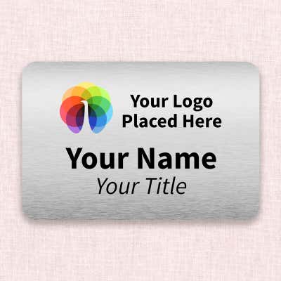 Custom Brushed Silver Name Tags - 2 x 3 - alternate view