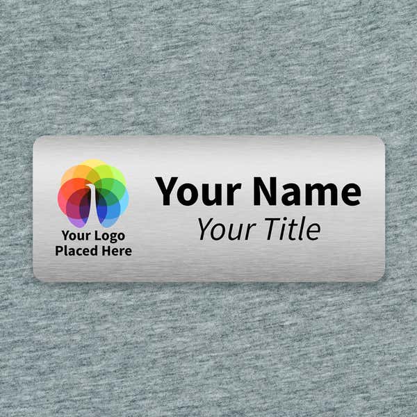 Custom Brushed Silver Name Tag - 1.25 x 3