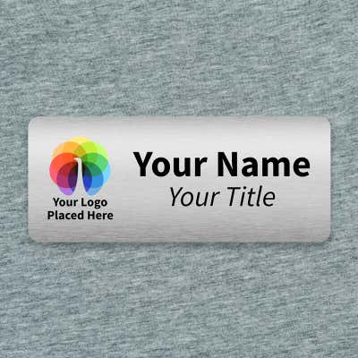 Custom Brushed Silver Name Tag - 1.25 x 3 - alternate view