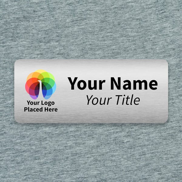 Custom Brushed Silver Name Tag - 1.25 x 3