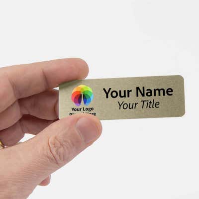 Custom Brushed 1" x 3" Gold Name Tag - alternate view