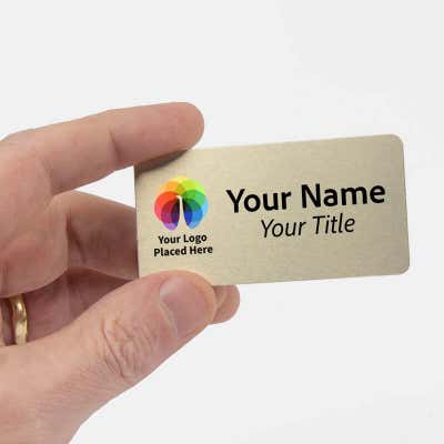 Custom Brushed 1.5" x 3" Gold Name Tag - alternate view