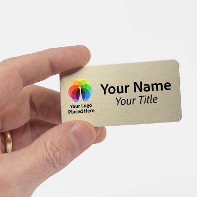 Custom Brushed 1.5" x 3" Gold Name Tag - alternate view