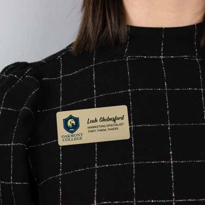 Custom Brushed 1.5" x 3" Gold Name Tag - alternate view