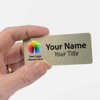 Custom Brushed 1.5" x 3.5" Gold Name Tag - alternate view