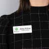 Customized White Name Tag on Black Business Attire 