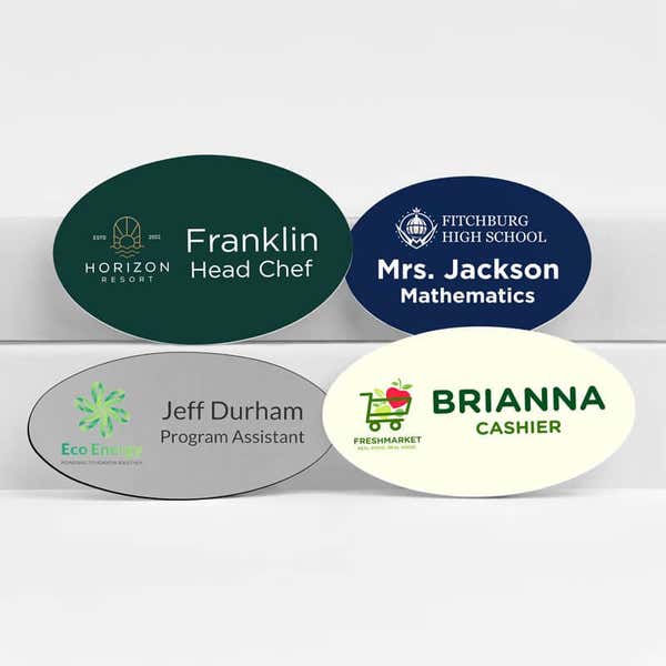 Create a Oval Name Tag that reflects your brand and builds connections. 