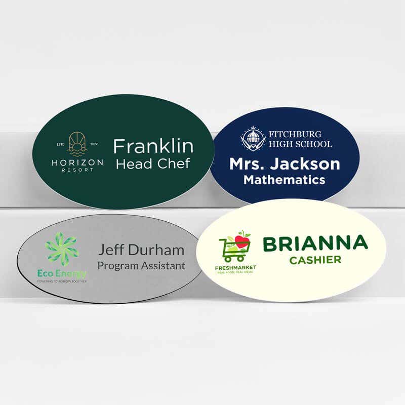 Create a Oval Name Tag that reflects your brand and builds connections. 