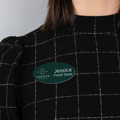 Custom Full Color 1.5" x 3" Oval Name Tag - alternate view