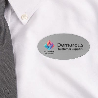 Custom Full Color 1.5" x 3" Oval Name Tag - alternate view