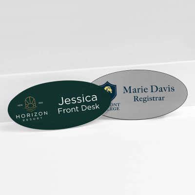Custom Full Color 1.5" x 3" Oval Name Tag - alternate view