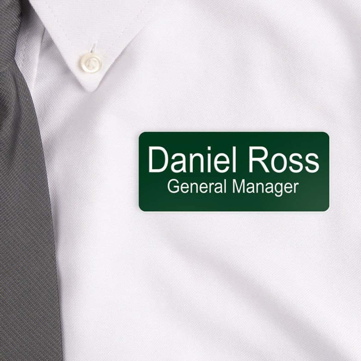 Green Laser engraved name tag 