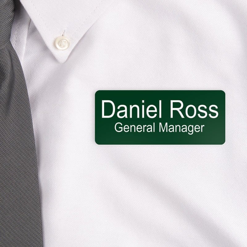 Green Laser engraved name tag 