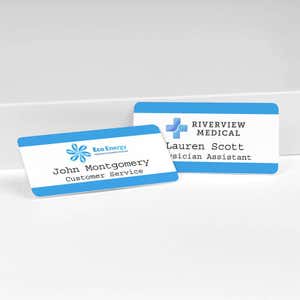 Add your name and logo to customize your name badge 