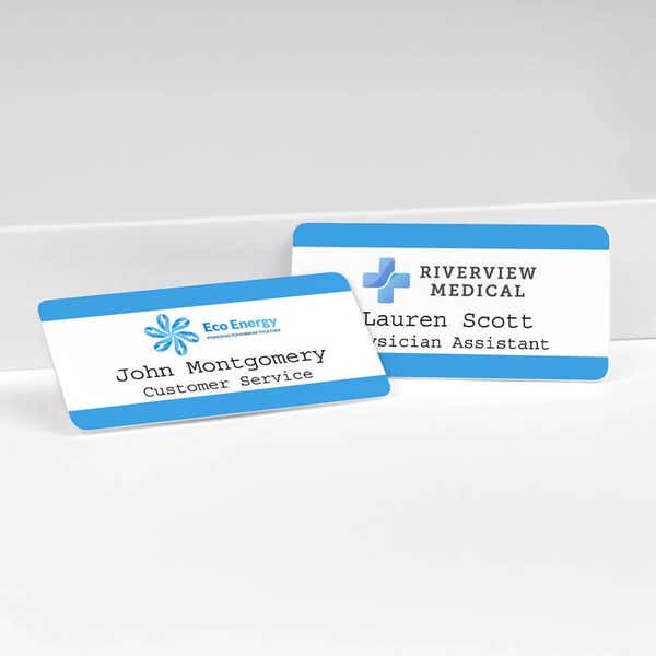 Add your name and logo to customize your name badge 