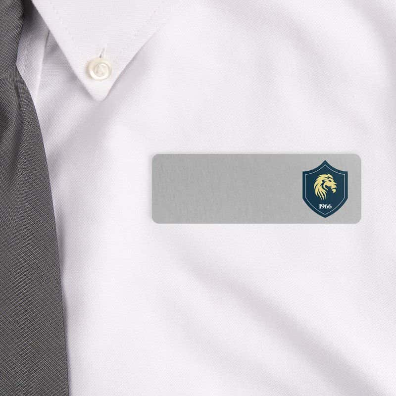 Logo Name tag on White Button Down