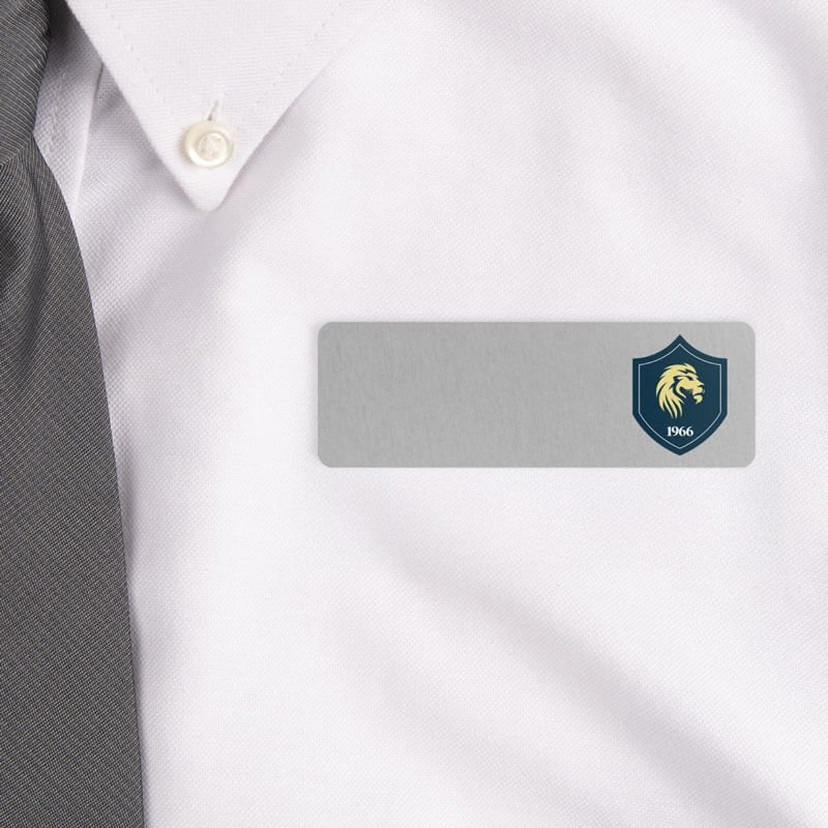 Logo Name tag on White Button Down