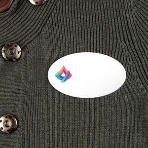White Oval Name Badge on shirt 