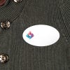 White Oval Name Badge on shirt 
