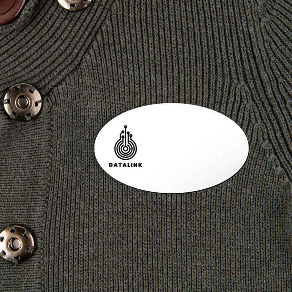 White Engraved Name tag with Logo