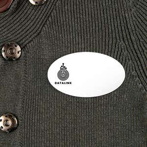 White Engraved Name tag with Logo
