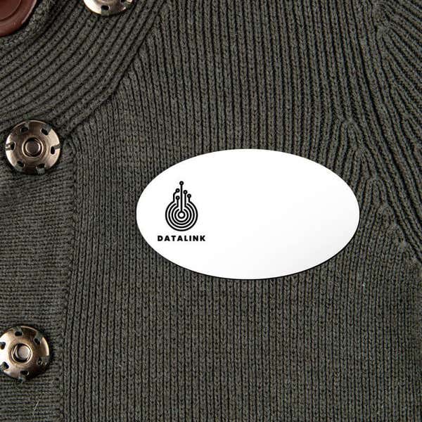 White Engraved Name tag with Logo
