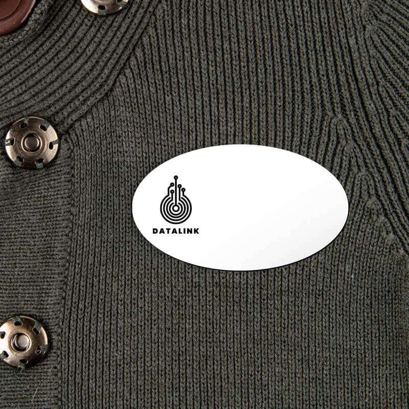 White Engraved Name tag with Logo