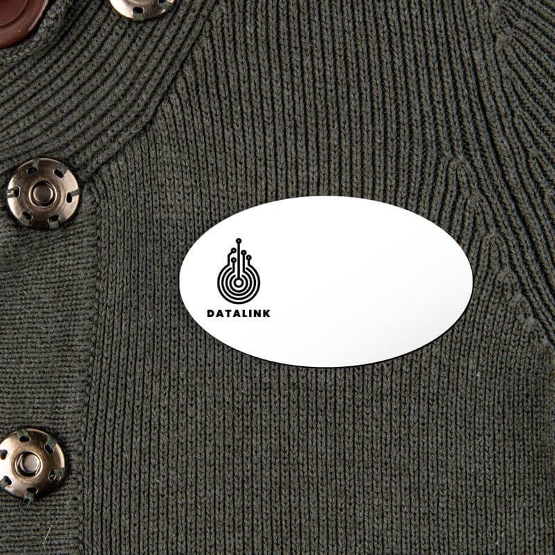 White Engraved Name tag with Logo