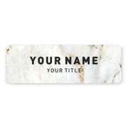1" x 3" UV Printed Full Color Name Tag on Elegant Marble Background with Bold Custom Text