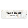 1" x 3" UV Printed Full Color Name Tag on Elegant Marble Background with Bold Custom Text on White Background