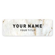 1" x 3" UV Printed Full Color Name Tag on Elegant Marble Background with Bold Custom Text
