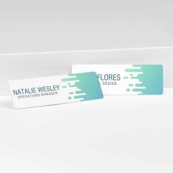Use our template and easily create a wave patterned name tag