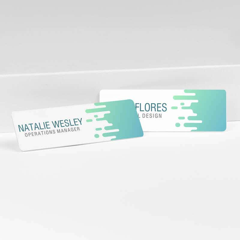 Use our template and easily create a wave patterned name tag