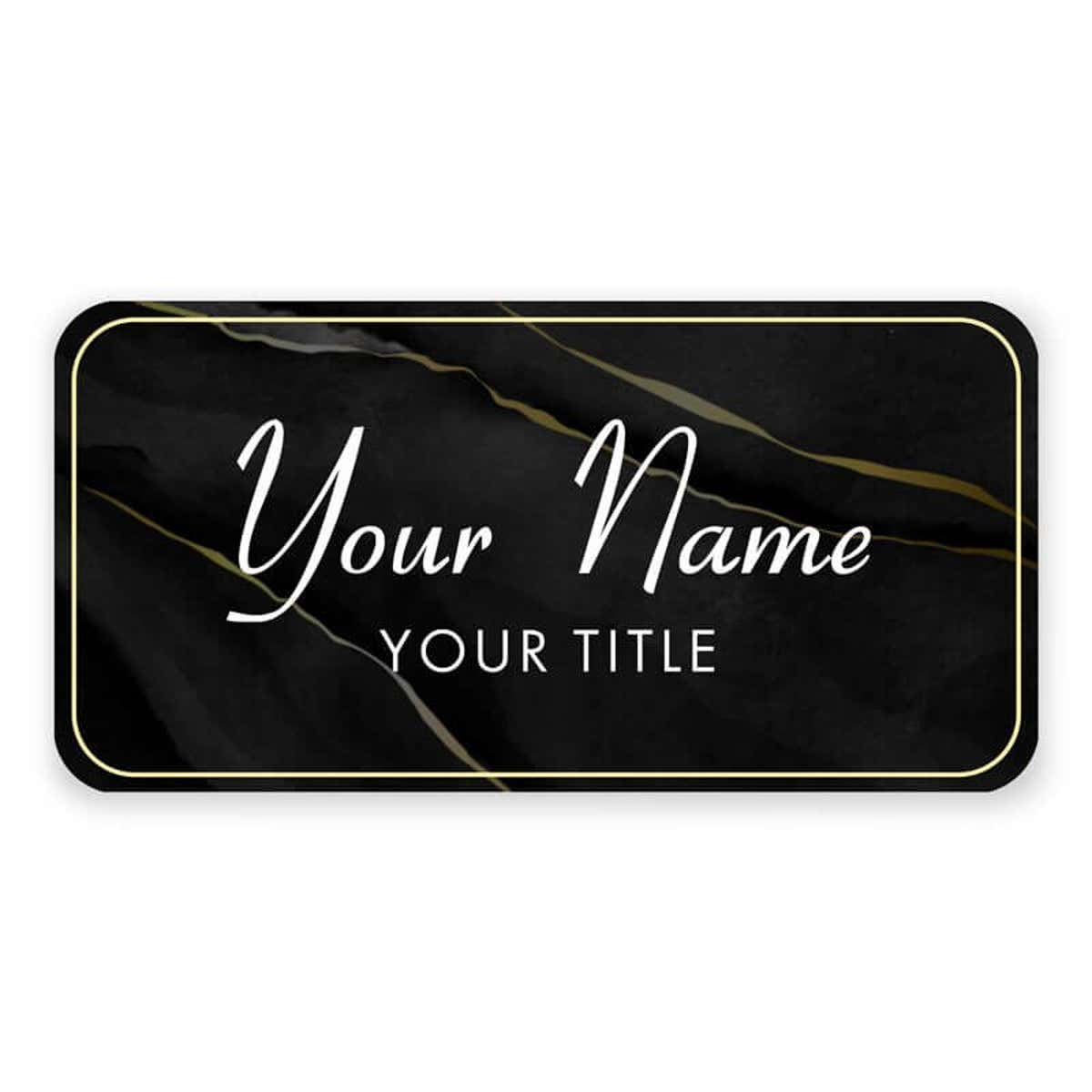1.5" x 3" UV Printed Full Color Name Tag on Black and Marble Background 