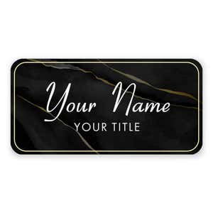 1.5" x 3" UV Printed Full Color Name Tag on Black and Marble Background 