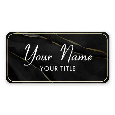 1.5" x 3" UV Printed Full Color Name Tag on Black and Marble Background 