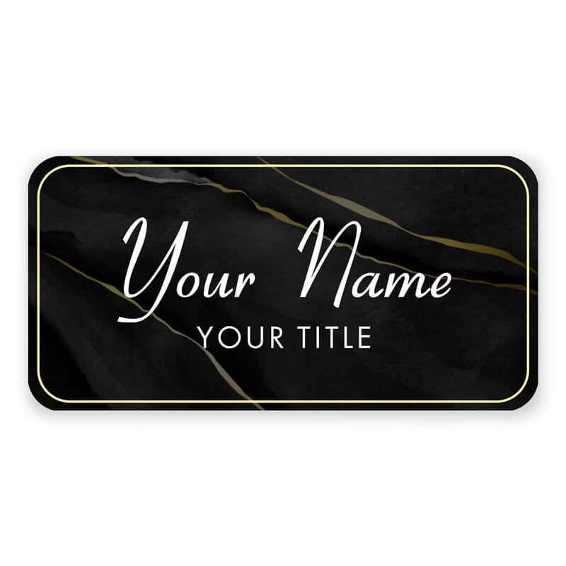 1.5" x 3" UV Printed Full Color Name Tag on Black and Marble Background 