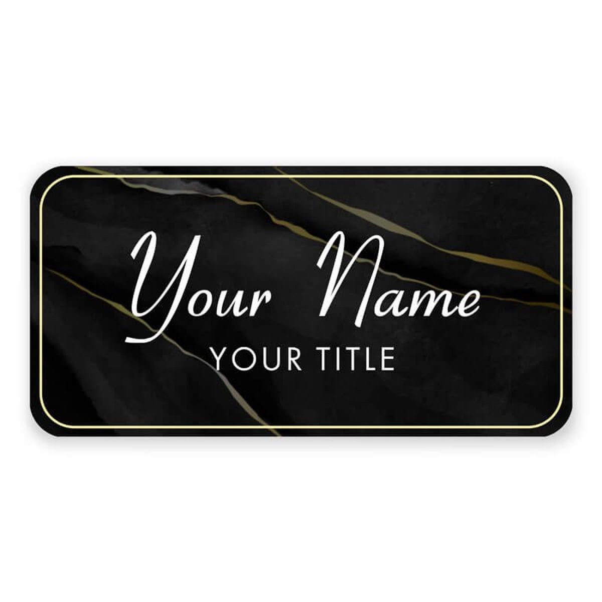 1.5" x 3" UV Printed Full Color Name Tag on Black and Marble Background 