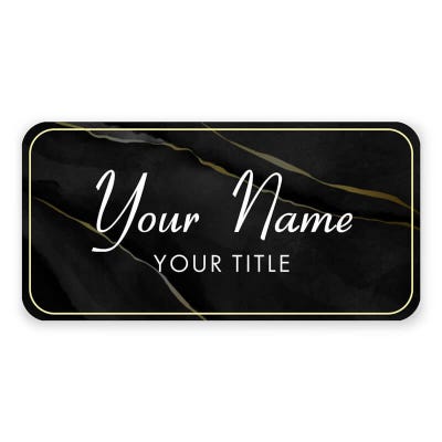 1.5" x 3" UV Printed Full Color Name Tag on Black and Marble Background 