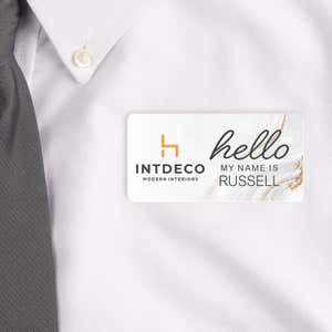 1.5" x 3" UV Printed Full Color Name Tag on White Shirt 