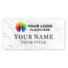 1.5" x 3" UV Printed Full Color Upload Your Logo Name Tag on Marble Background