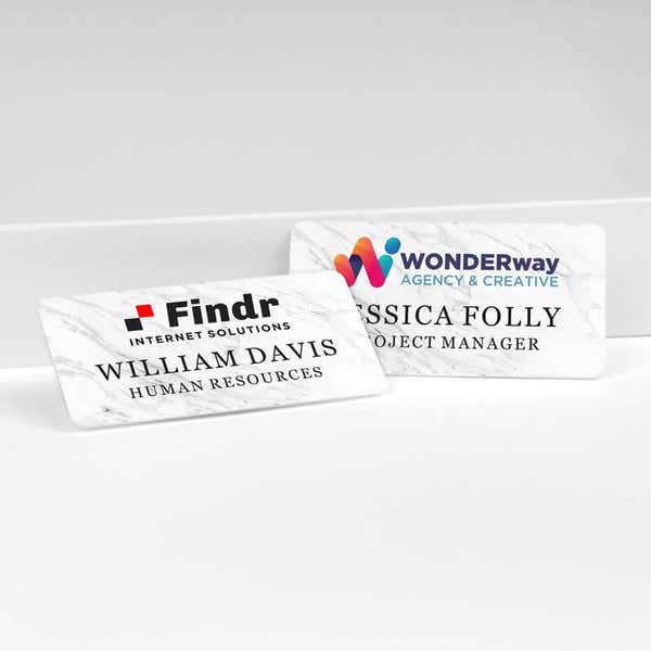 Marble Background Name Tag - Upload your logo