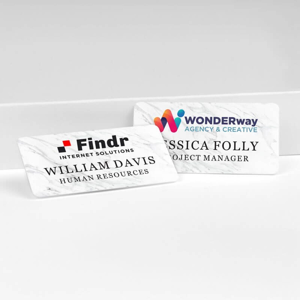 Marble Background Name Tag - Upload your logo