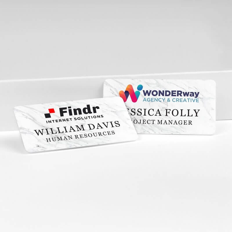 Marble Background Name Tag - Upload your logo