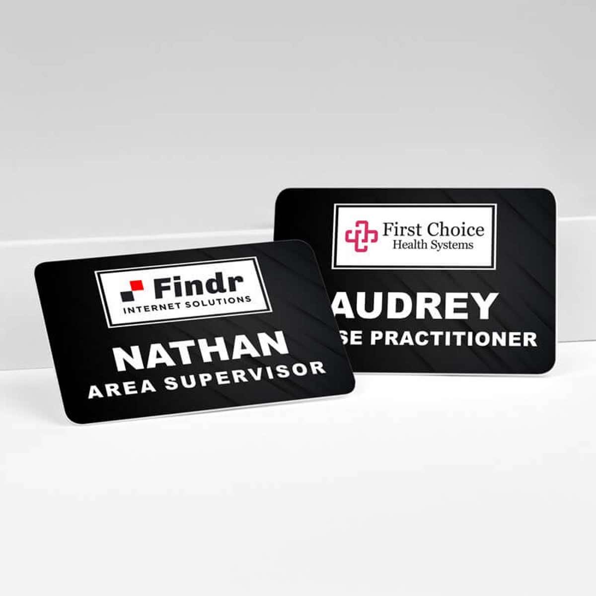 Upload your logo and add names to customize your name tag
