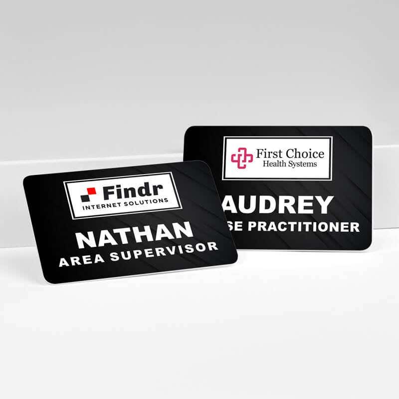 Upload your logo and add names to customize your name tag